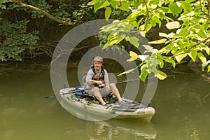 Fisherman Fishing Casting from a Kayak